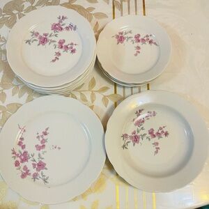 Lot Of 13 Kahla Germany GDR Porcelain Bowl Plates 7”-9.5”Pink Roses